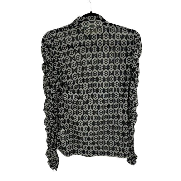 Maeve by Anthropologie Black White Long Sleeve Mesh Turtleneck Womens Medium - Picture 7 of 7